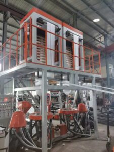 Máy thổi màng nhựa HDPE LDPE trục vít đơn hai đầu