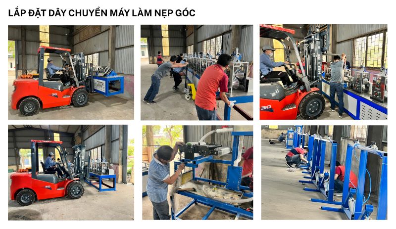 lắp đặt dây chuyền sản xuất nẹp góc giấy